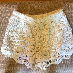White lace shorts
